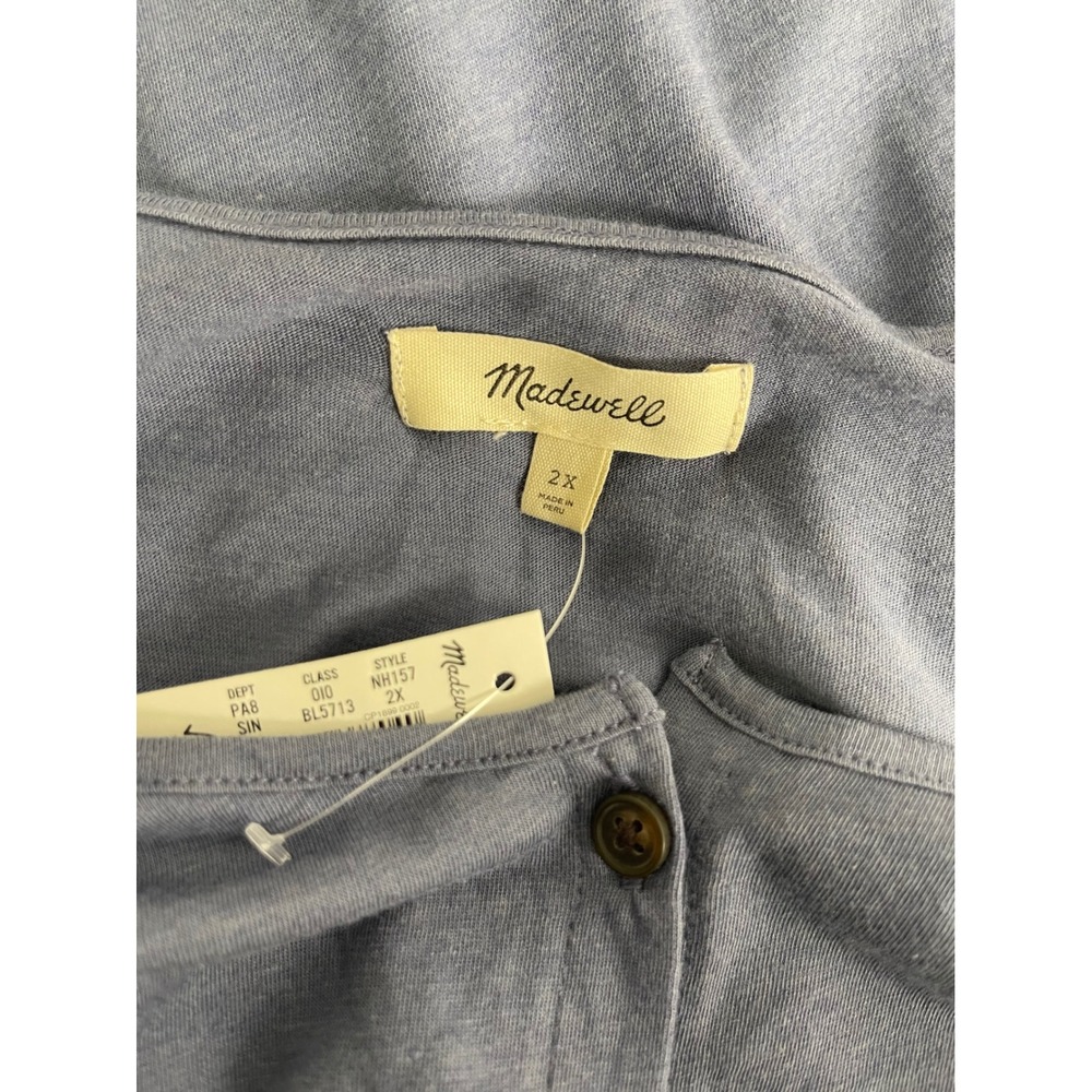Madewell Womens 2X Blue Button Front Knit Midi Dress Long Sleeve - Picture 5 of 13